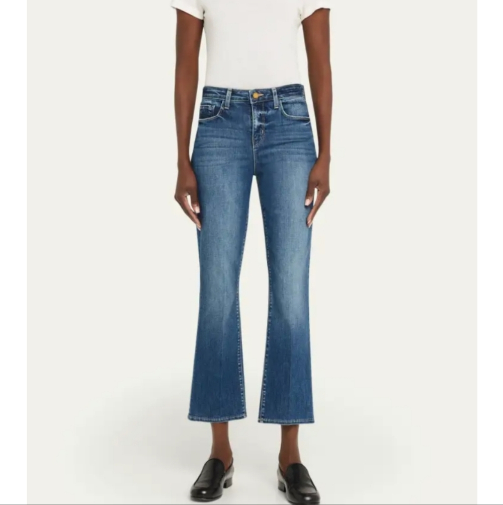 L'Agence Tati High Rise Cropped Dark Wash Denim Jeans